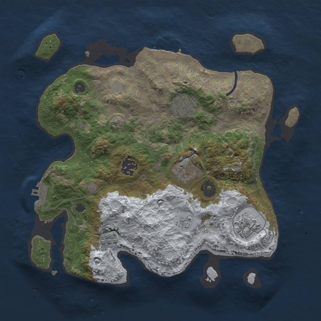 Rust Map: Procedural Map, Size: 3000, Seed: 2368105, 13 Monuments