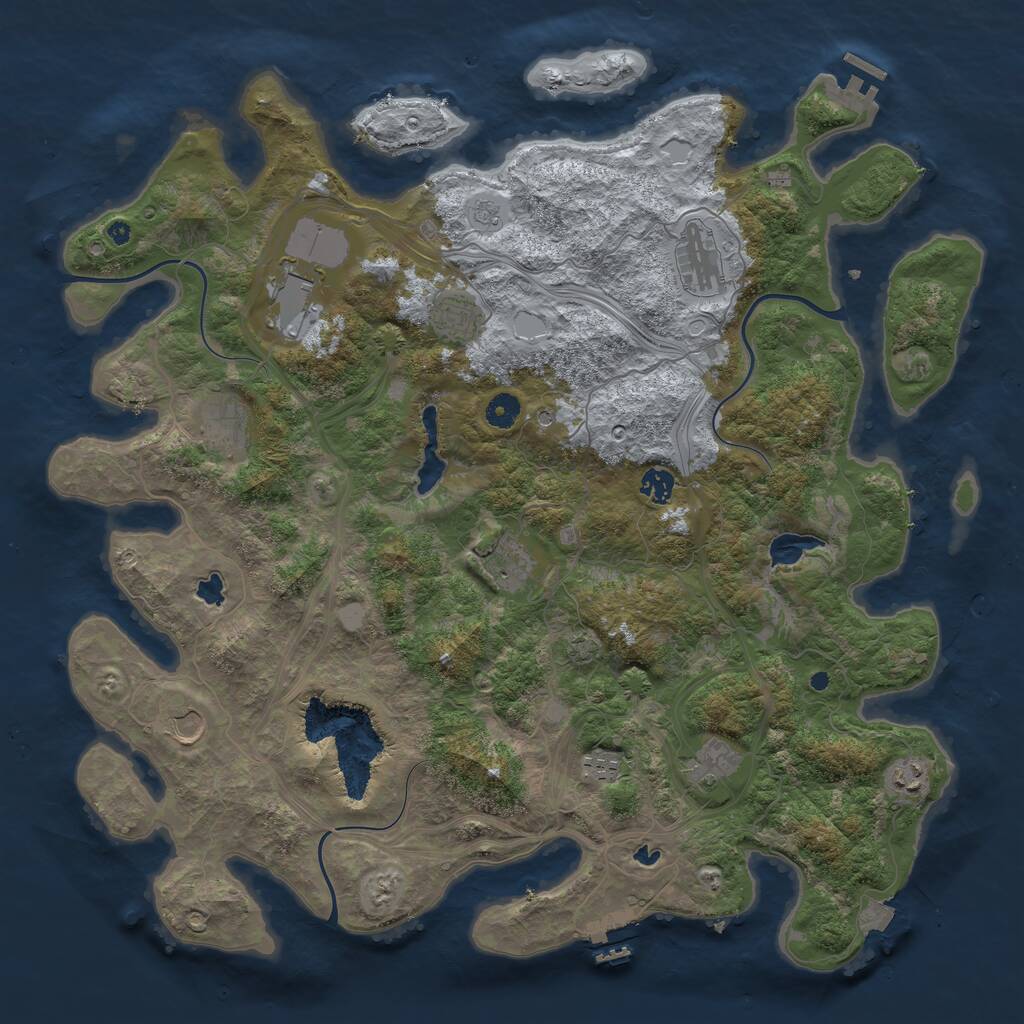 Rust Map: Procedural Map, Size: 4500, Seed: 734521, 16 Monuments