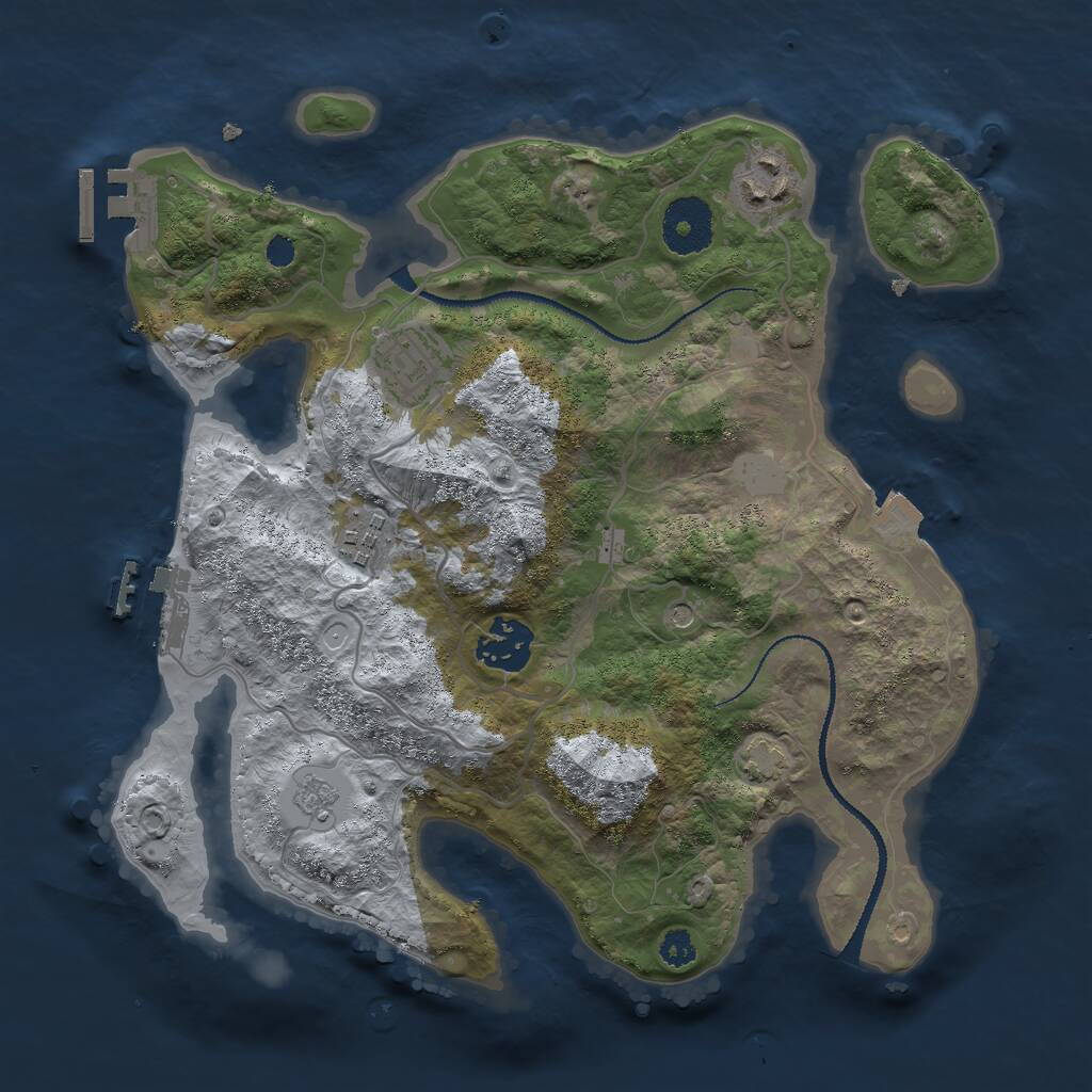 Rust Map: Procedural Map, Size: 3000, Seed: 23392, 10 Monuments