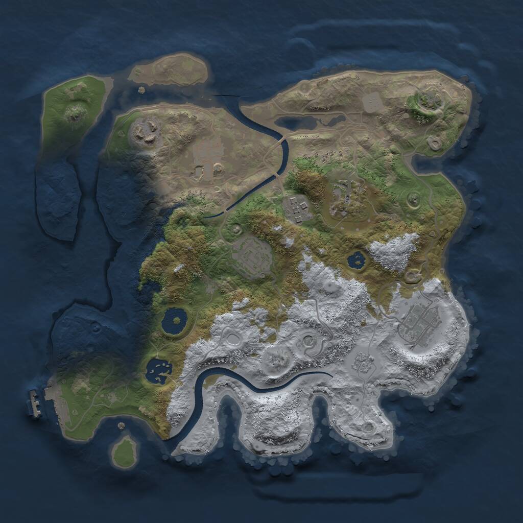 Rust Map: Procedural Map, Size: 3000, Seed: 8483, 12 Monuments