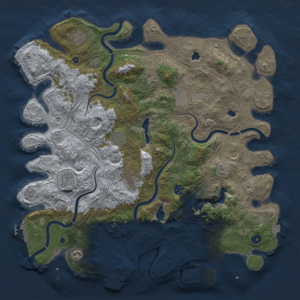 Rust Map: Procedural Map, Size: 4550, Seed: 123456, 16 Monuments