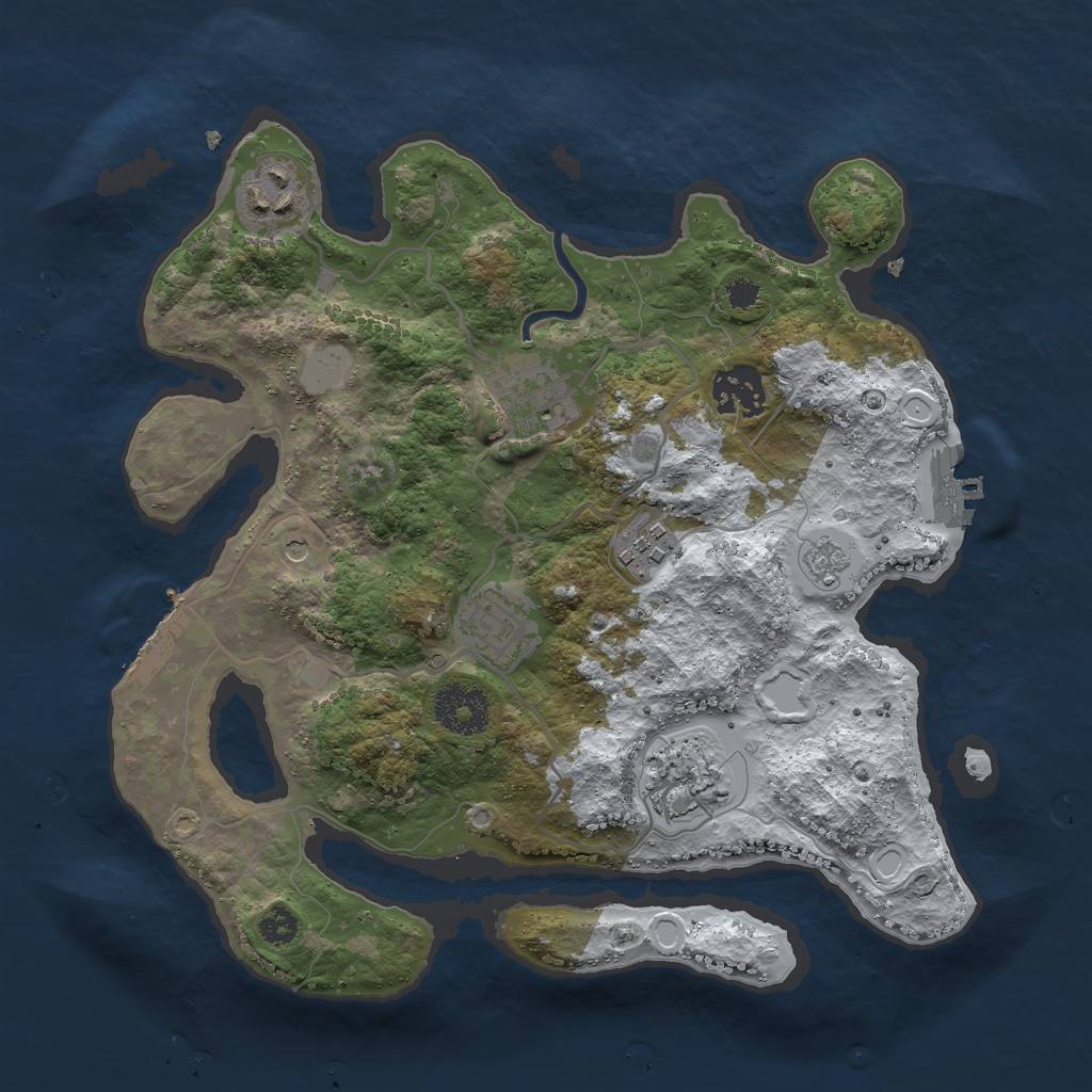 Rust Map: Procedural Map, Size: 3000, Seed: 32590, 15 Monuments