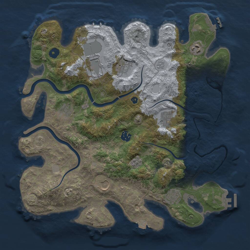 Rust Map: Procedural Map, Size: 3700, Seed: 601635220, 15 Monuments
