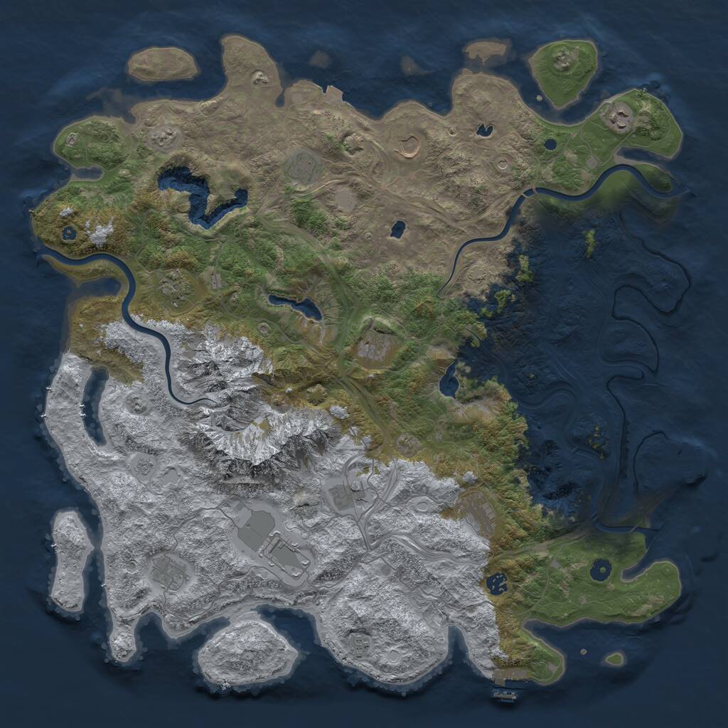 Rust Map: Procedural Map, Size: 5000, Seed: 5873264, 17 Monuments