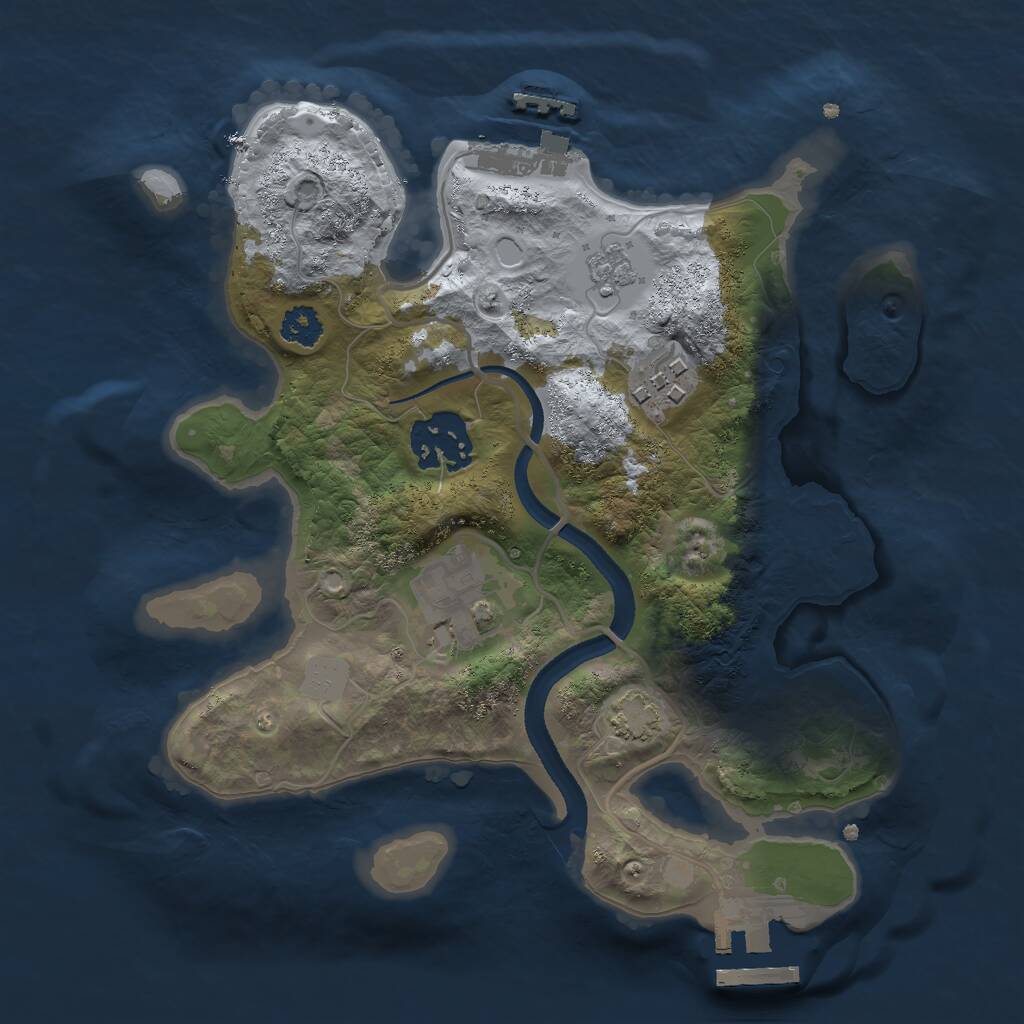 Rust Map: Procedural Map, Size: 2500, Seed: 1370, 8 Monuments