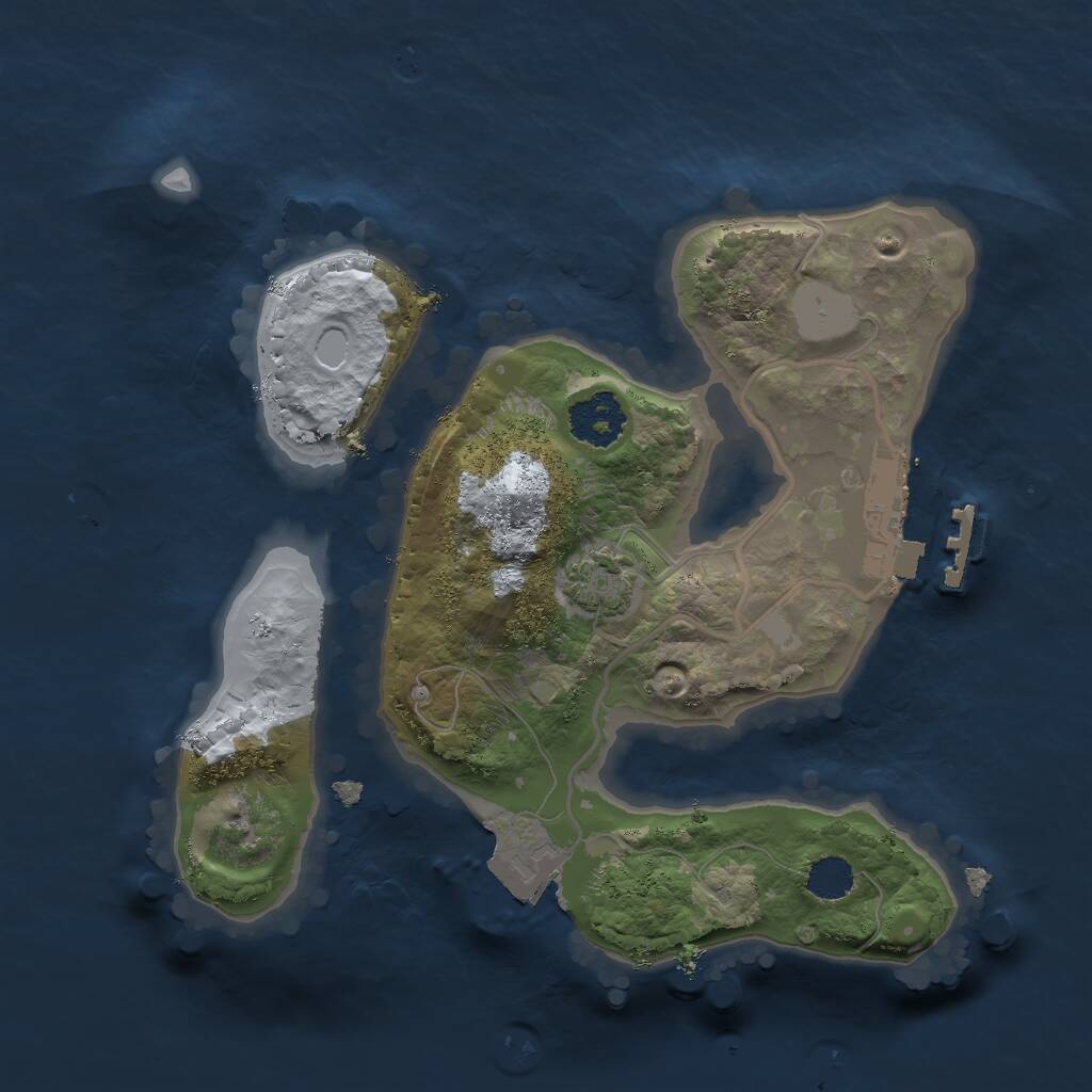 Rust Map: Procedural Map, Size: 2000, Seed: 2070914695, 3 Monuments