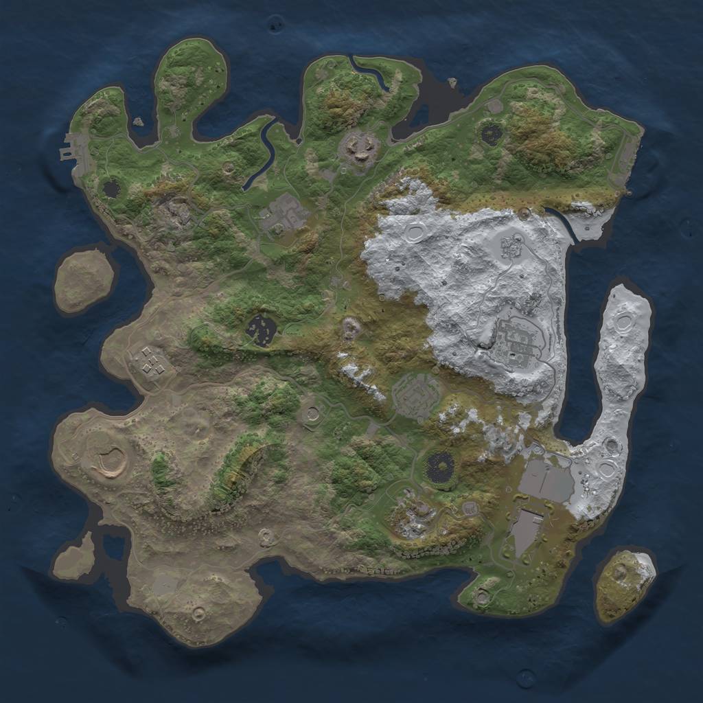 Rust Map: Procedural Map, Size: 3500, Seed: 1436603714, 18 Monuments
