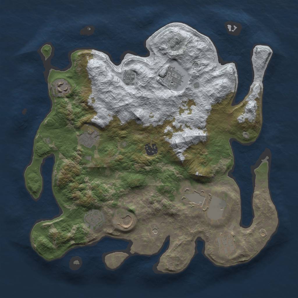 Rust Map: Barren, Size: 3500, Seed: 732160128, 12 Monuments