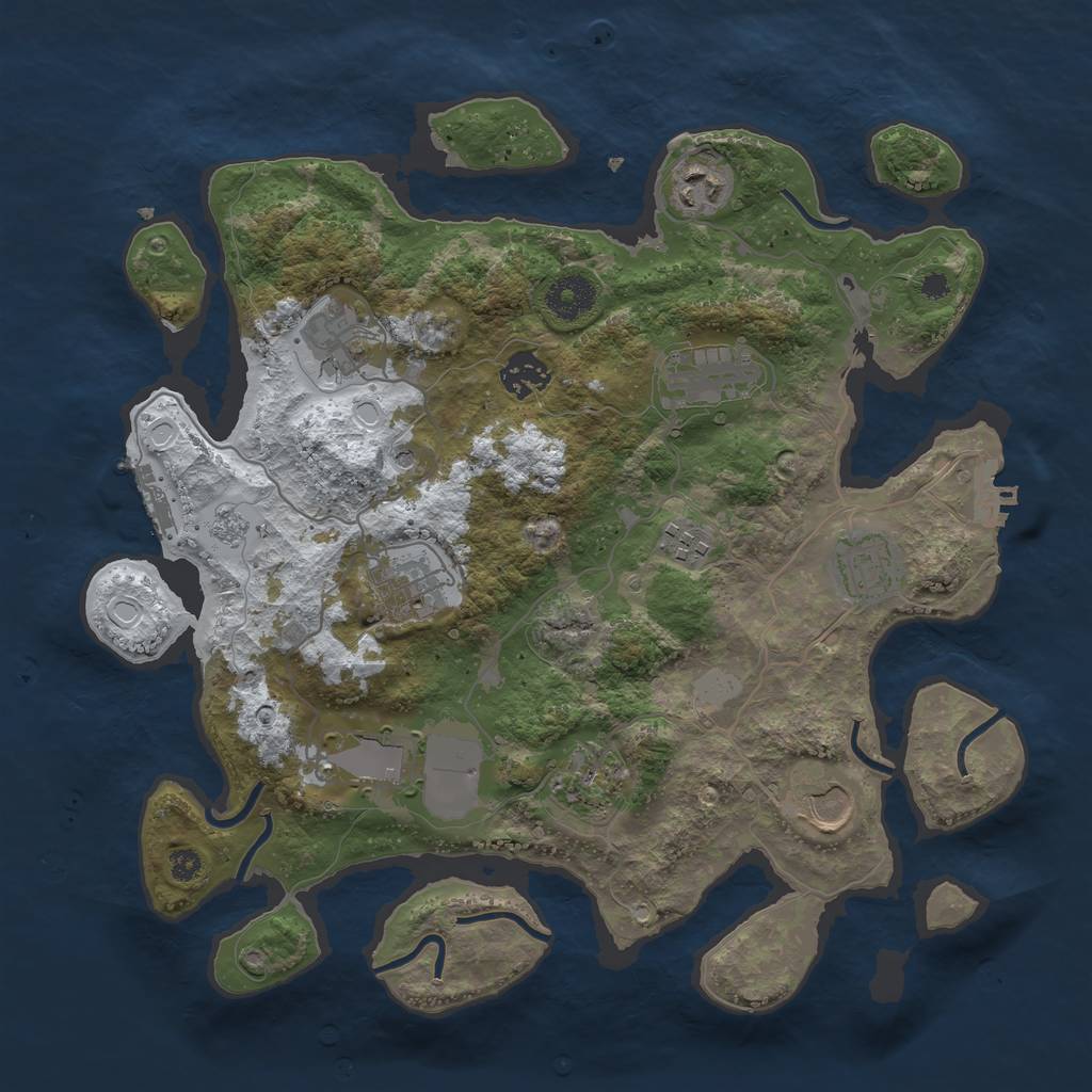 Rust Map: Procedural Map, Size: 3500, Seed: 1097048444, 19 Monuments