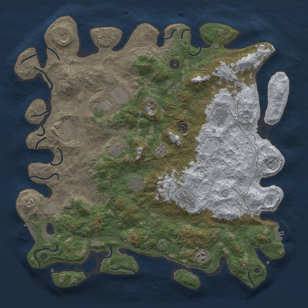 Rust Map: Procedural Map, Size: 4600, Seed: 696969, 20 Monuments