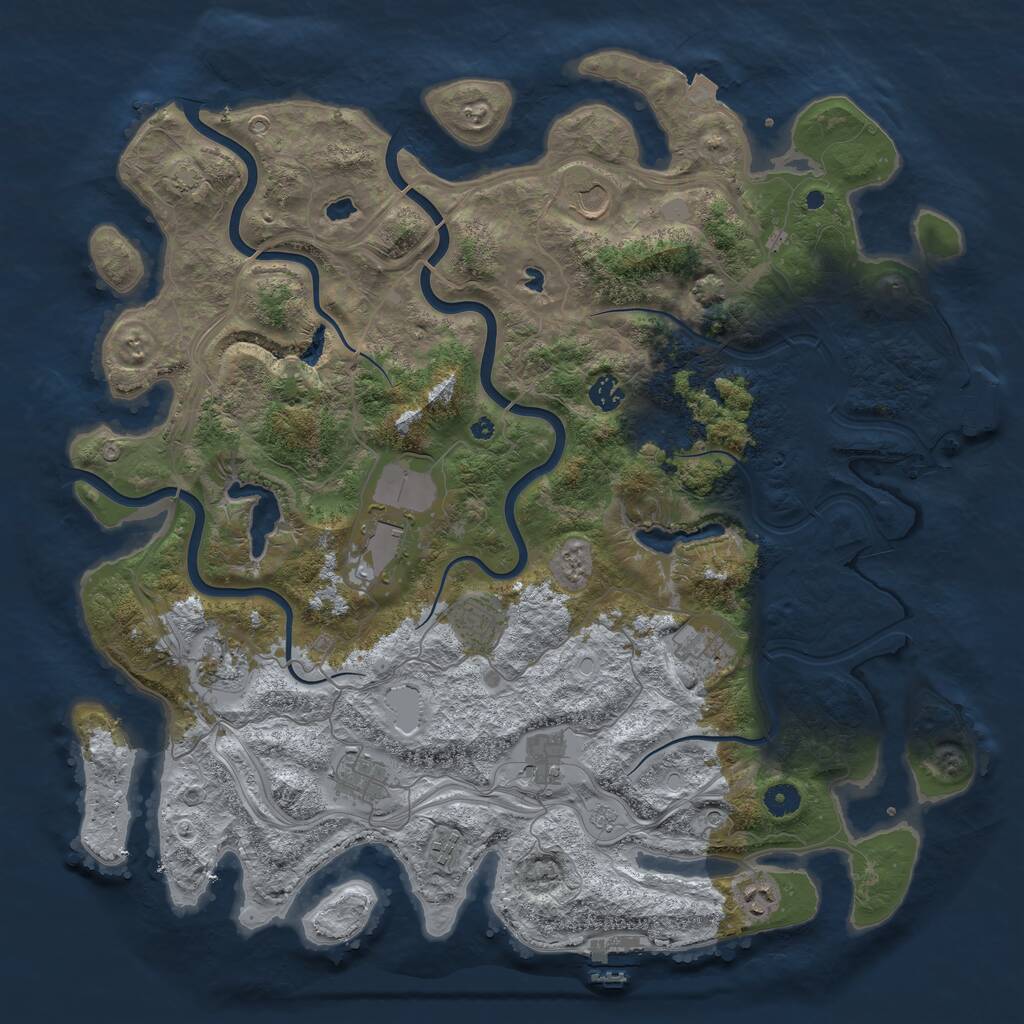 Rust Map: Procedural Map, Size: 4500, Seed: 1468917569, 16 Monuments