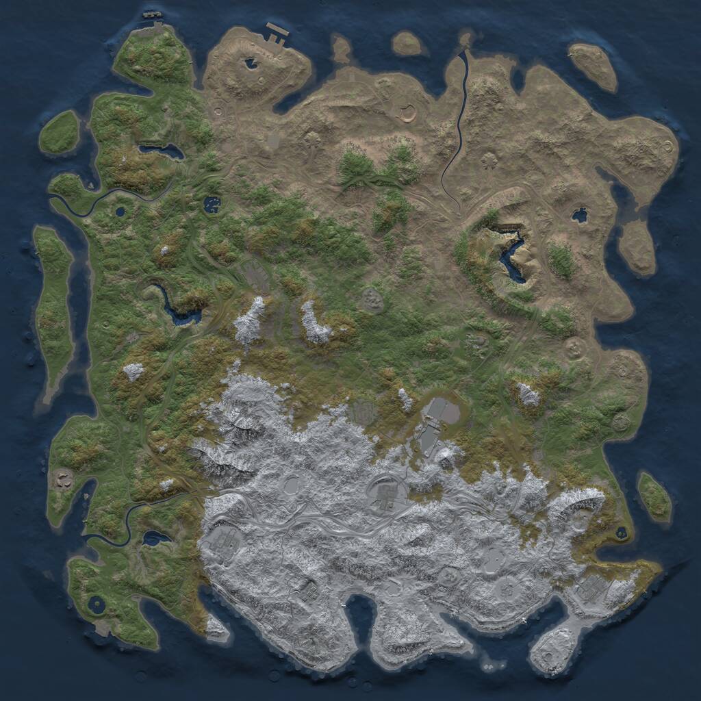 Rust Map: Procedural Map, Size: 6000, Seed: 804719532, 17 Monuments