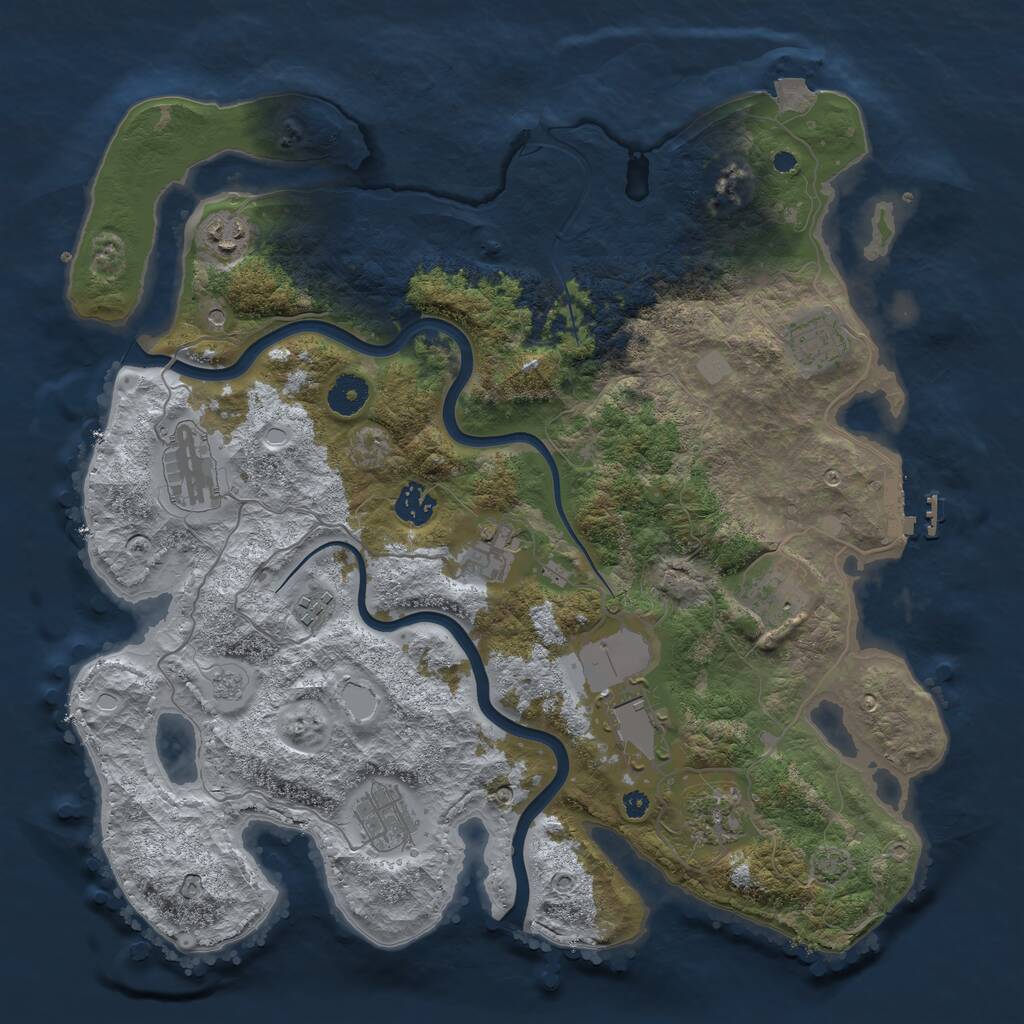 Rust Map: Procedural Map, Size: 3850, Seed: 1931522365, 15 Monuments