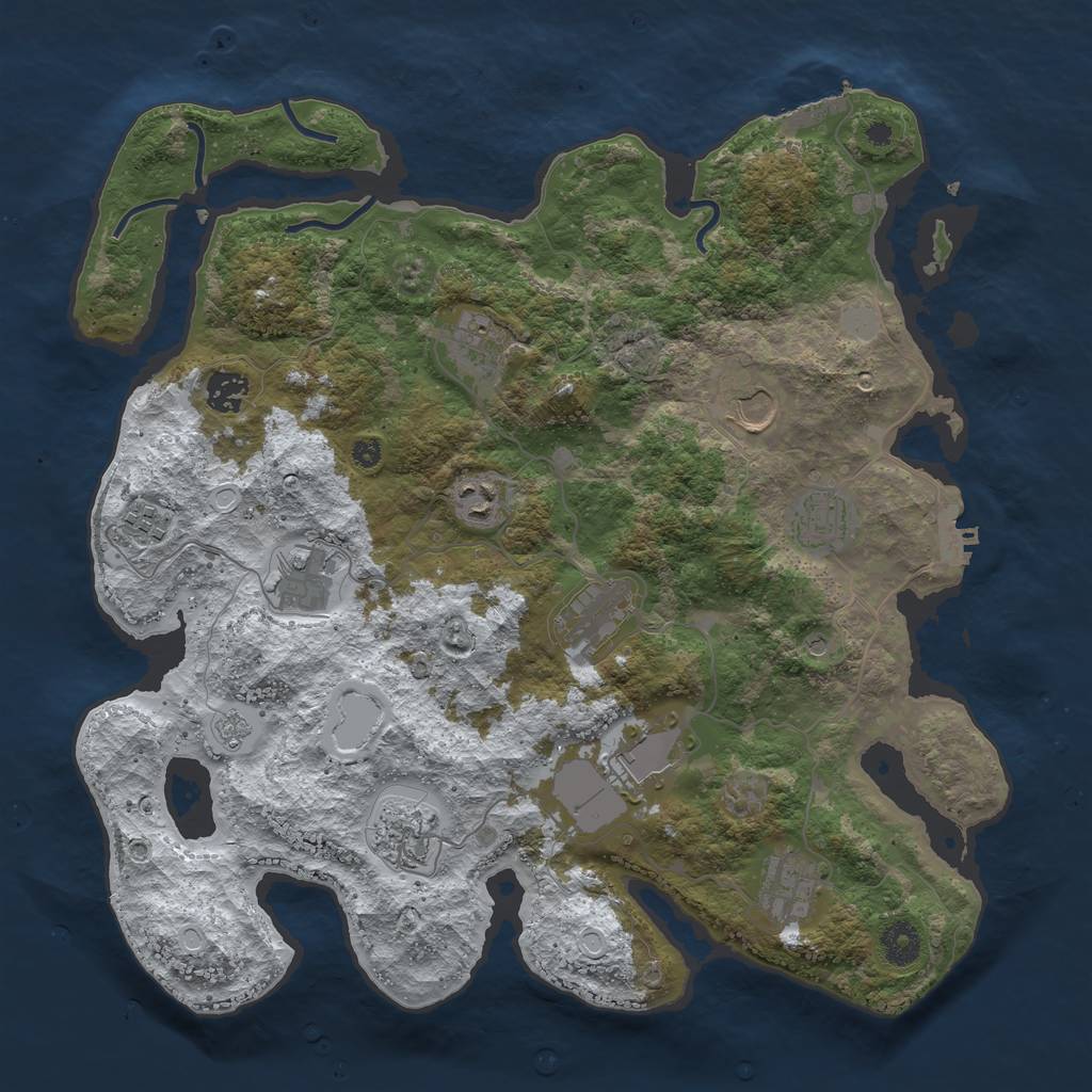 Rust Map: Procedural Map, Size: 3850, Seed: 1931522365, 20 Monuments