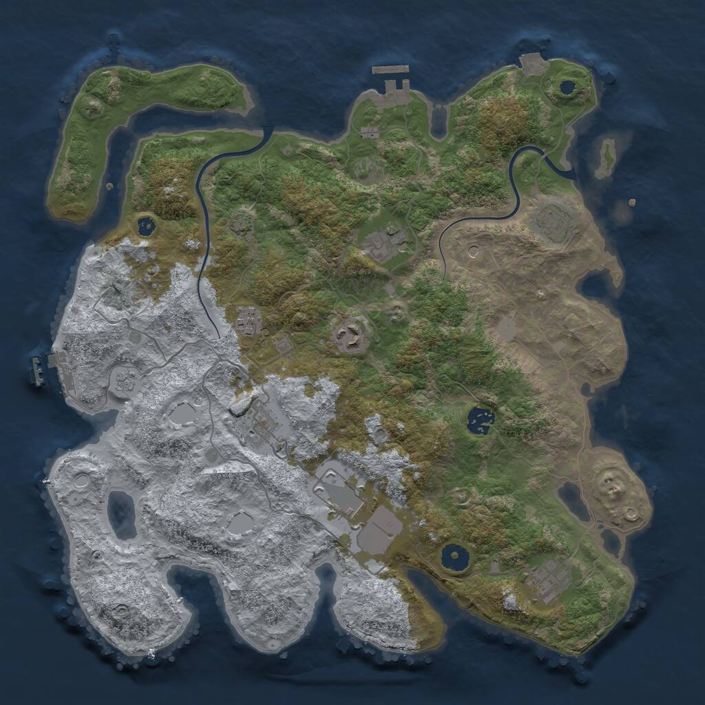 Rust Map: Procedural Map, Size: 3850, Seed: 1931522365, 14 Monuments