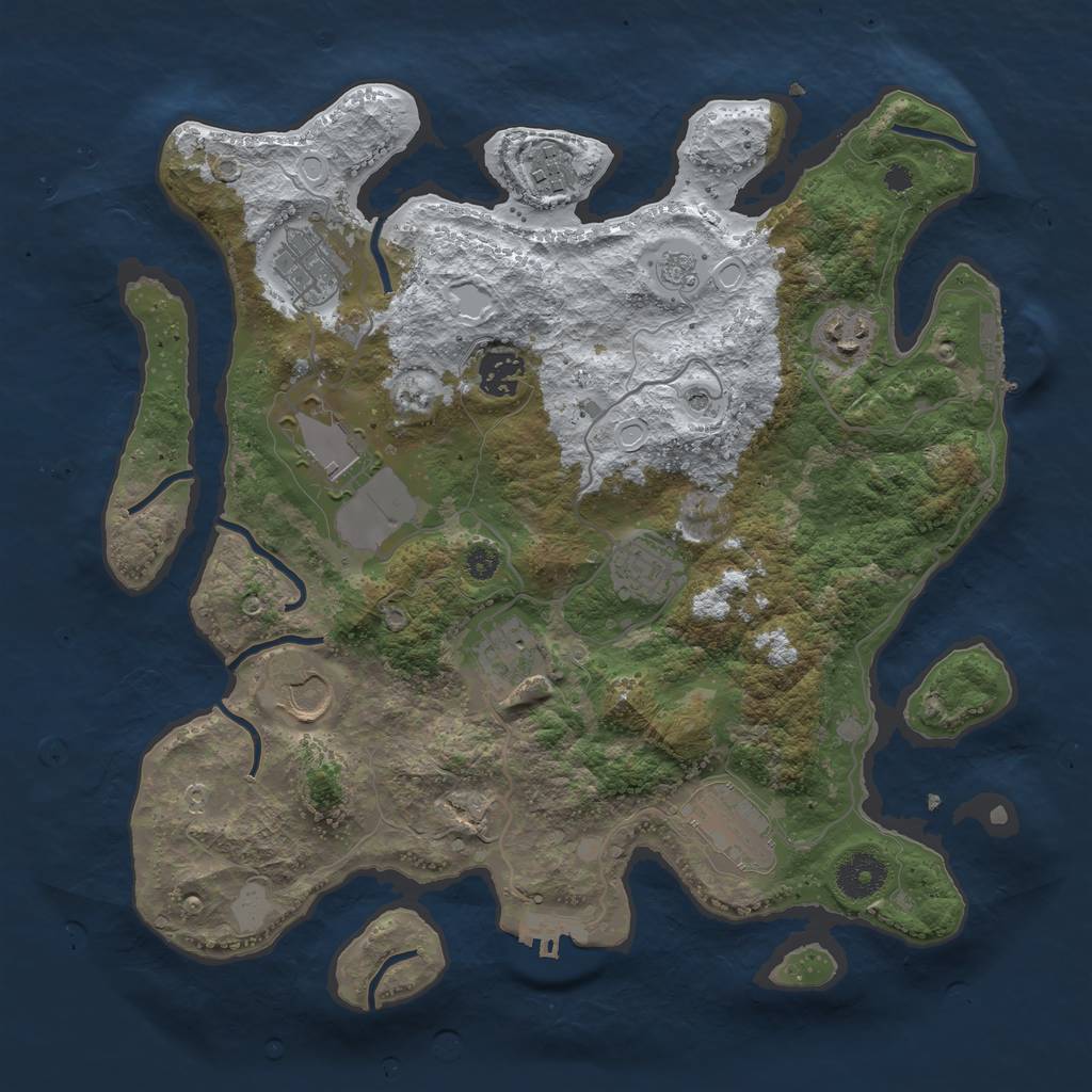 Rust Map: Procedural Map, Size: 3500, Seed: 910969654, 18 Monuments