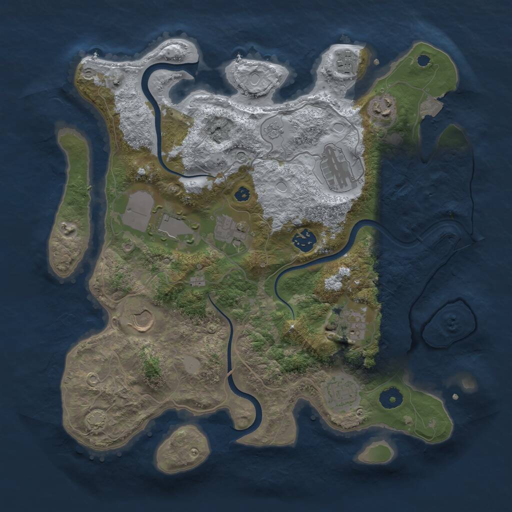 Rust Map: Procedural Map, Size: 3500, Seed: 910969654, 13 Monuments