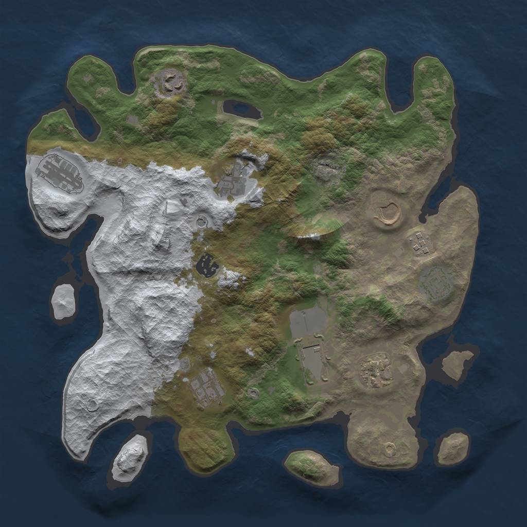 Rust Map: Barren, Size: 3600, Seed: 31, 13 Monuments