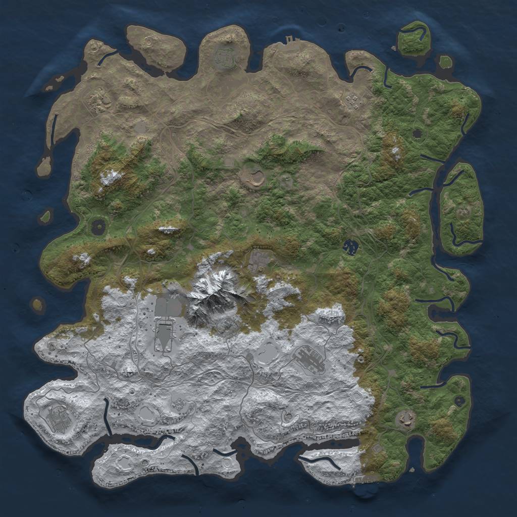 Rust Map: Procedural Map, Size: 5000, Seed: 20220707, 19 Monuments