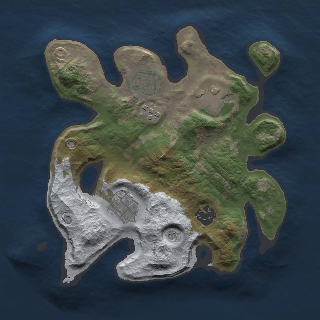 Rust Map: Barren, Size: 2500, Seed: 983819645, 8 Monuments