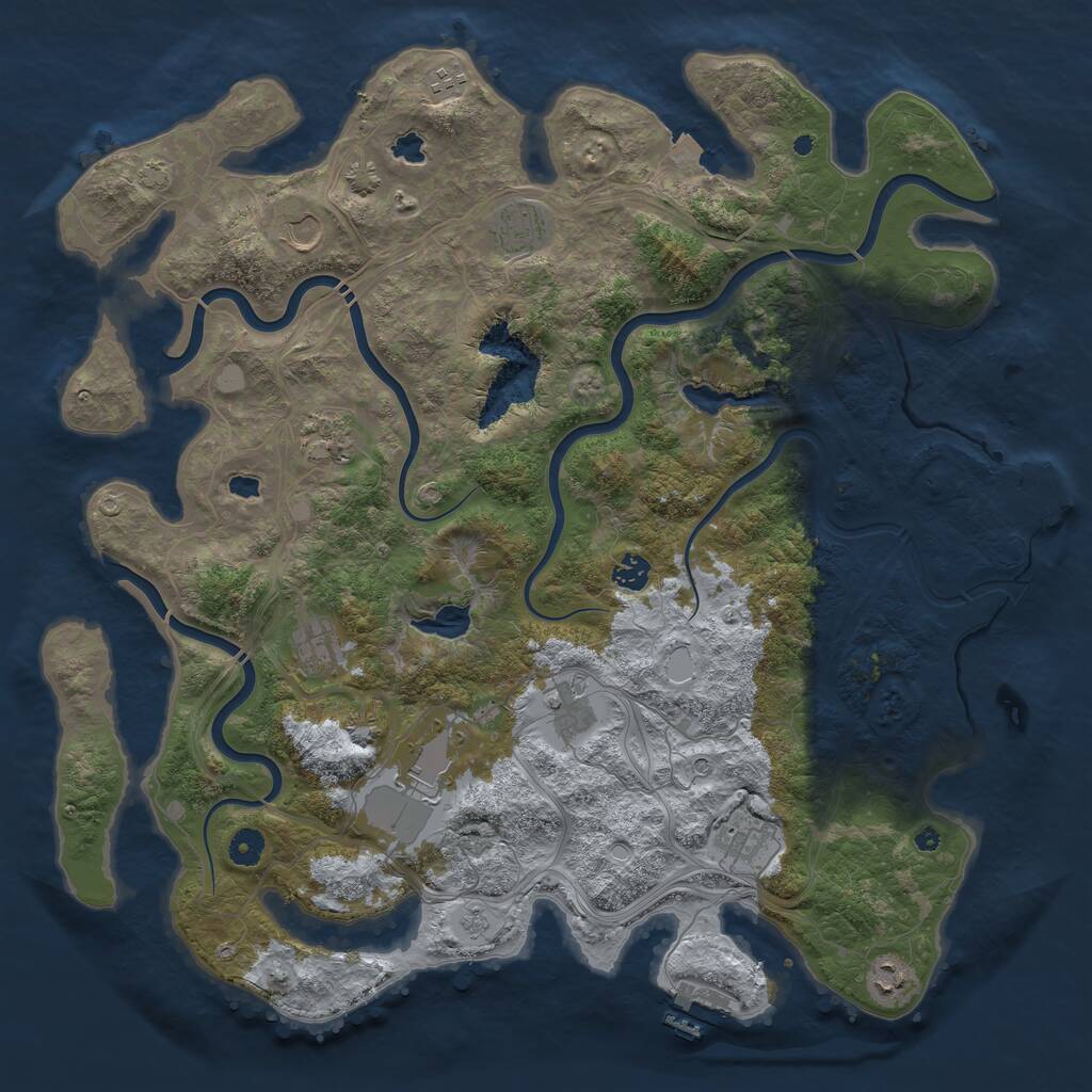 Rust Map: Procedural Map, Size: 4500, Seed: 1297742866, 16 Monuments