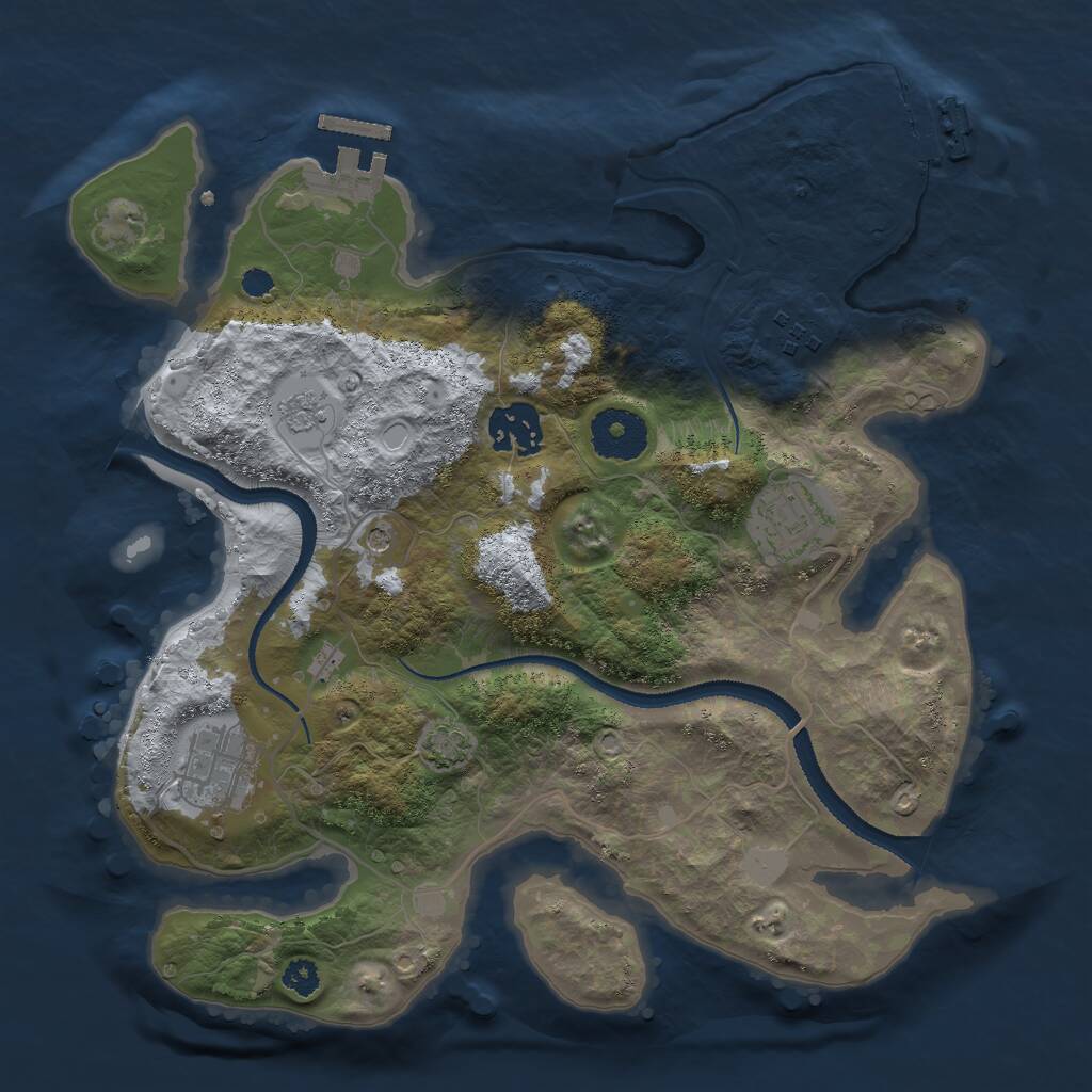Rust Map: Procedural Map, Size: 3000, Seed: 1643372107, 10 Monuments