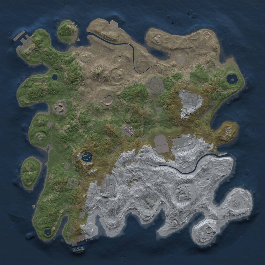 Rust Map: Procedural Map, Size: 3750, Seed: 7830124, 15 Monuments