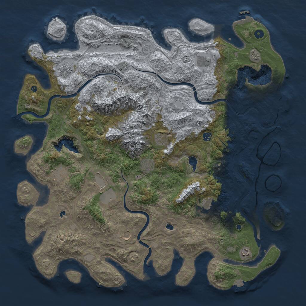 Rust Map: Procedural Map, Size: 5000, Seed: 192830592, 17 Monuments