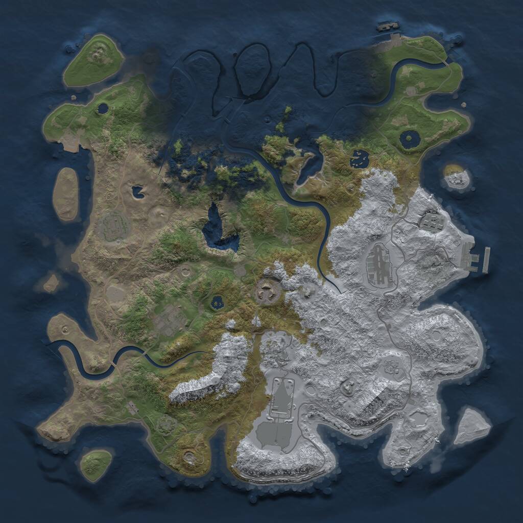 Rust Map: Procedural Map, Size: 4000, Seed: 433839, 14 Monuments