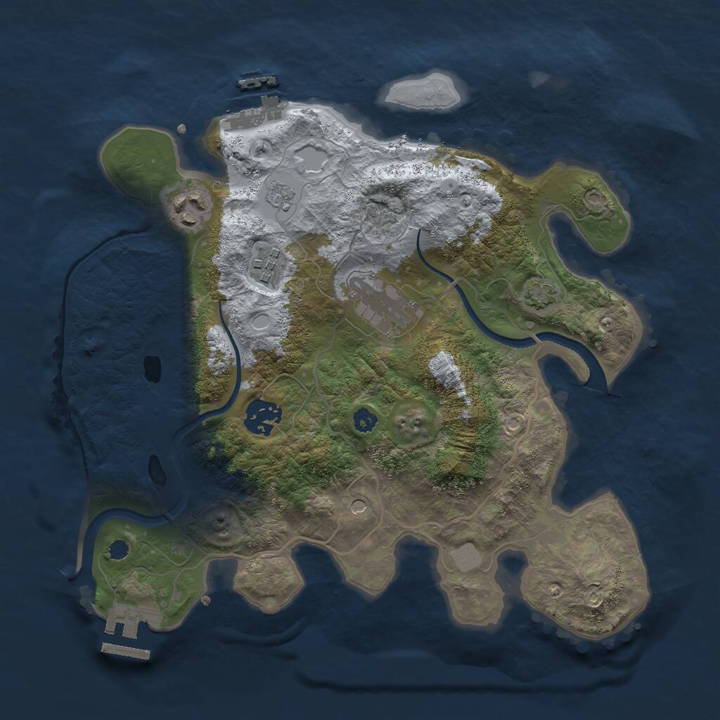 Rust Map: Procedural Map, Size: 3000, Seed: 1585003789, 10 Monuments