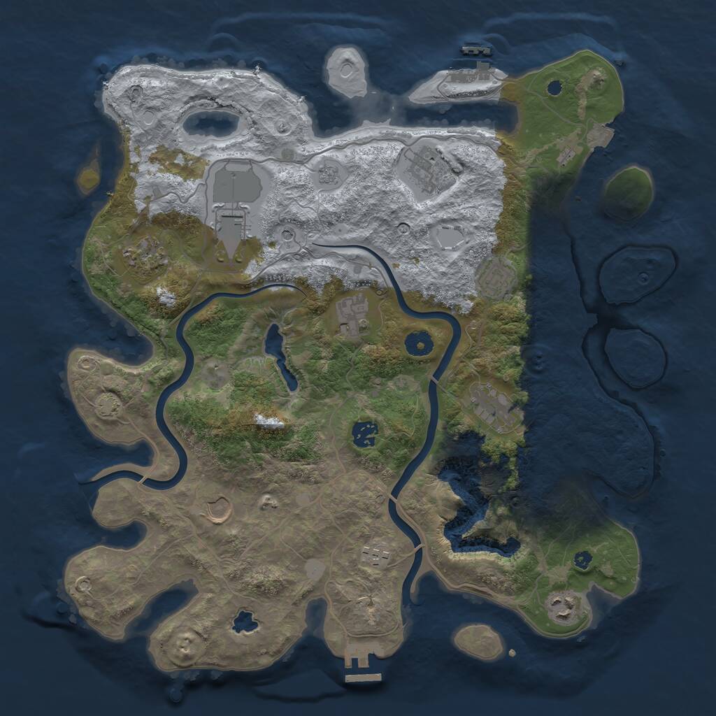 Rust Map: Procedural Map, Size: 4000, Seed: 1025807380, 16 Monuments