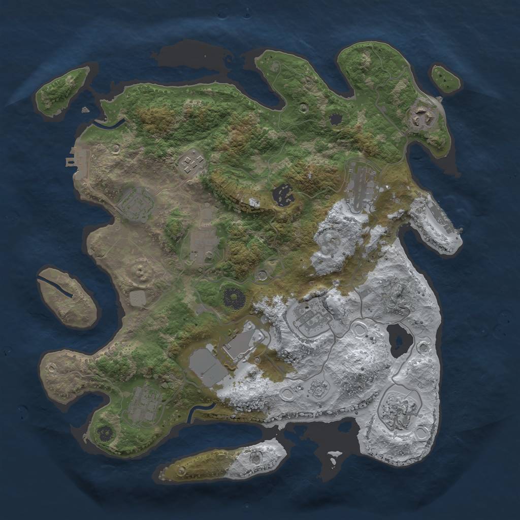 Rust Map: Procedural Map, Size: 3500, Seed: 1290402869, 19 Monuments