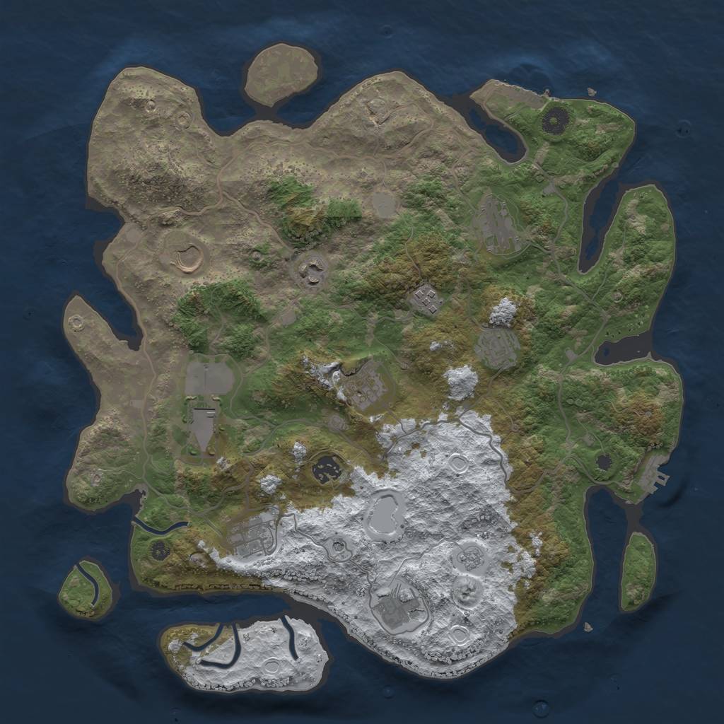 Rust Map: Procedural Map, Size: 4000, Seed: 533103628, 19 Monuments