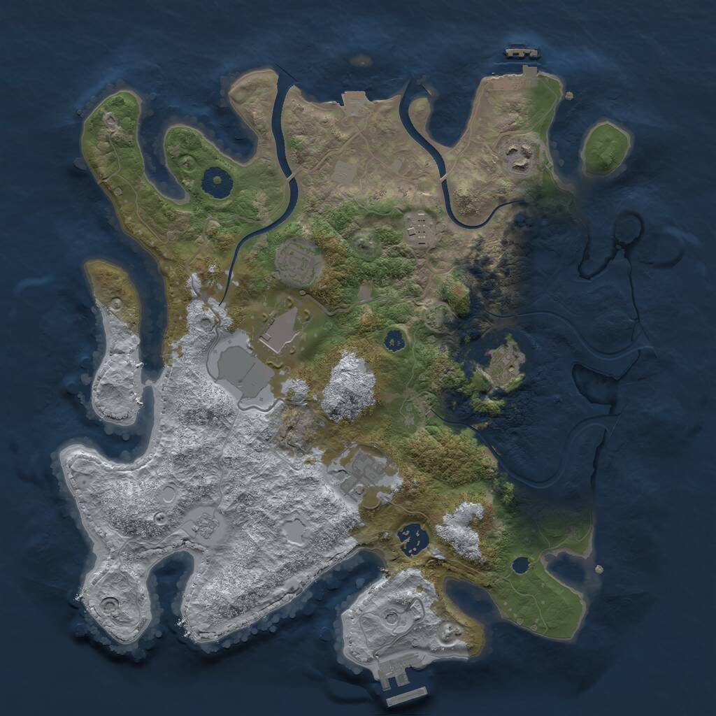 Rust Map: Procedural Map, Size: 3500, Seed: 895354368, 13 Monuments
