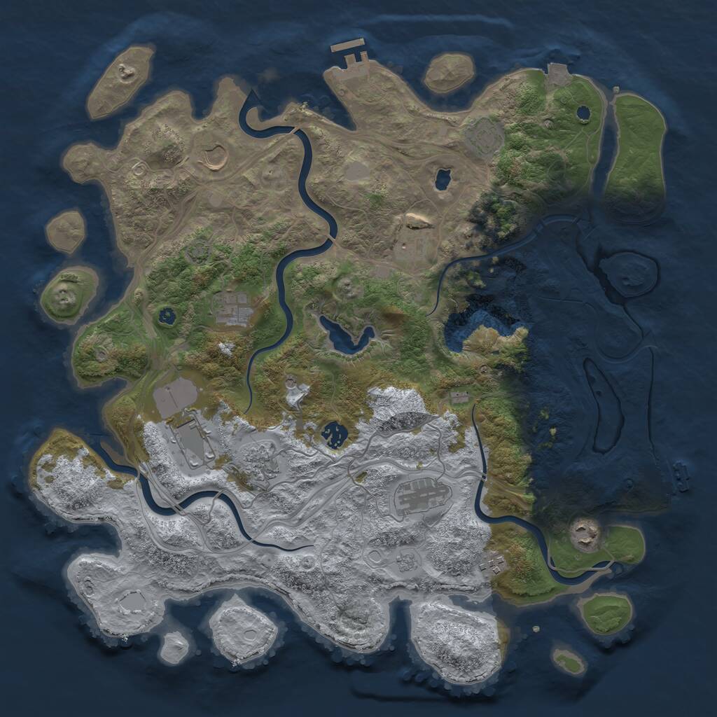 Rust Map: Procedural Map, Size: 4250, Seed: 453638923, 16 Monuments