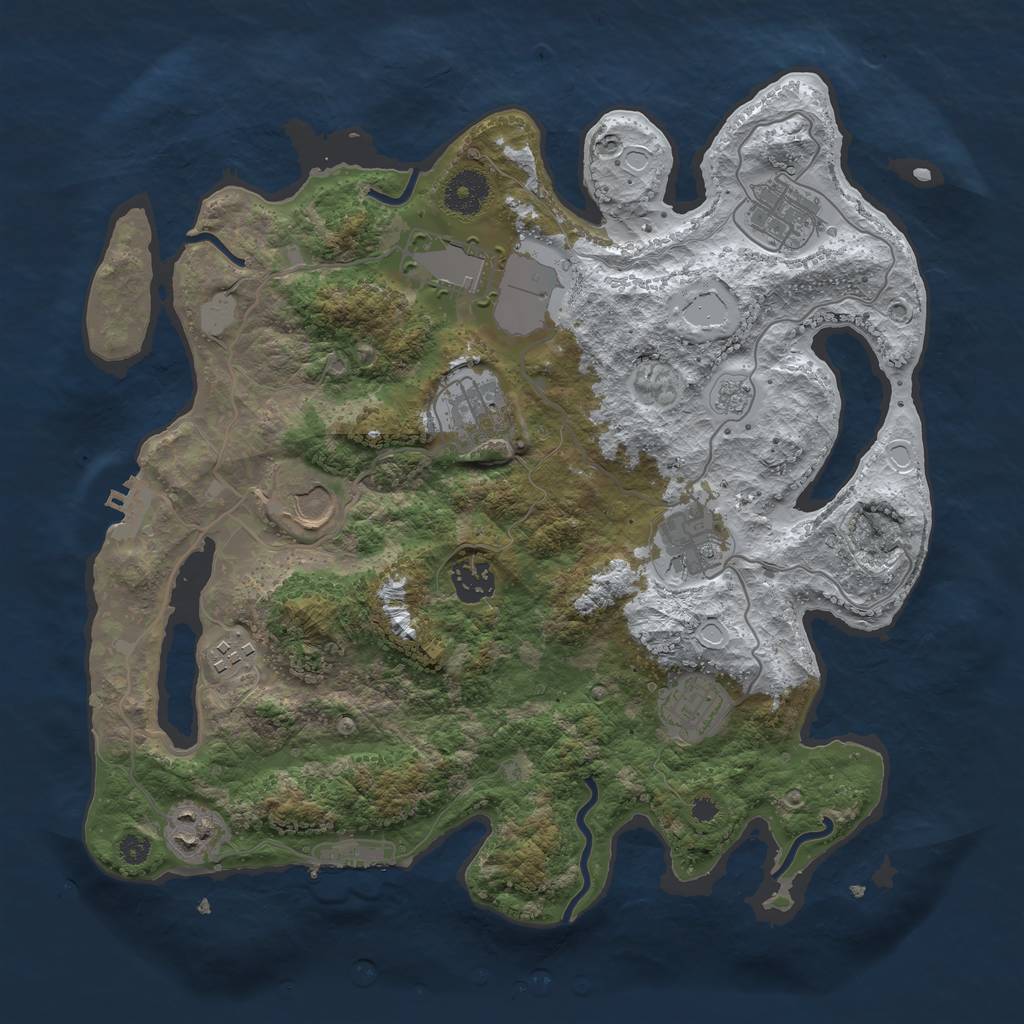 Rust Map: Procedural Map, Size: 3500, Seed: 13917, 17 Monuments