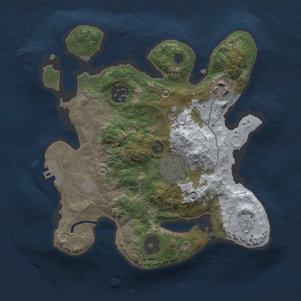 Rust Map: Procedural Map, Size: 2500, Seed: 19970510, 11 Monuments