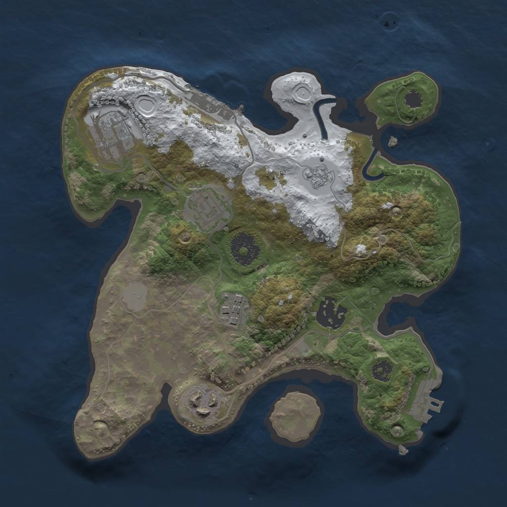 Rust Map: Procedural Map, Size: 2500, Seed: 2106237860, 13 Monuments