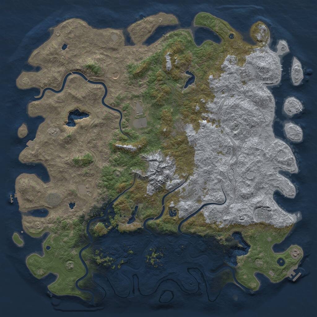 Rust Map: Procedural Map, Size: 6000, Seed: 63237501, 17 Monuments