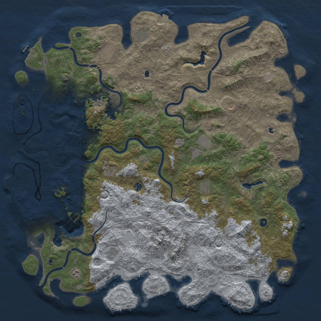 Rust Map: Procedural Map, Size: 6000, Seed: 1944450511, 17 Monuments