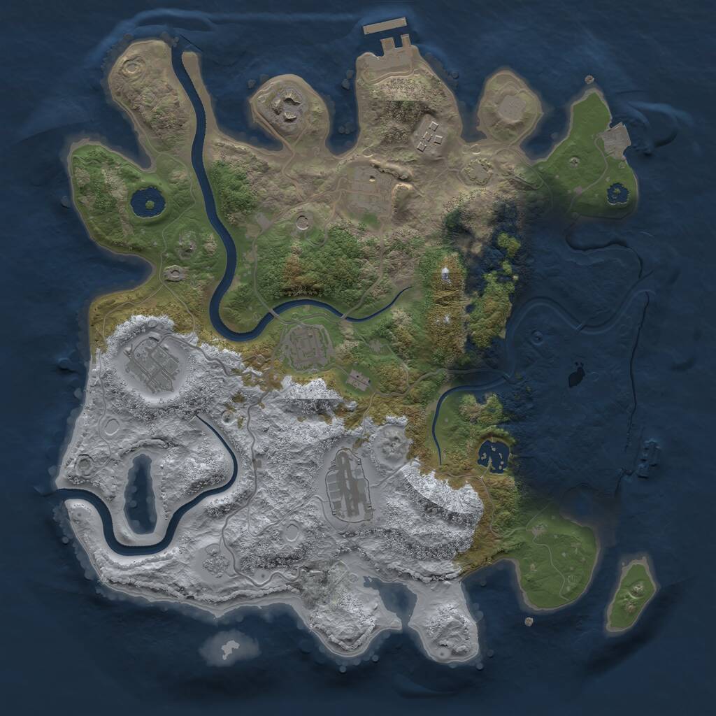 Rust Map: Procedural Map, Size: 3333, Seed: 1862019514, 13 Monuments