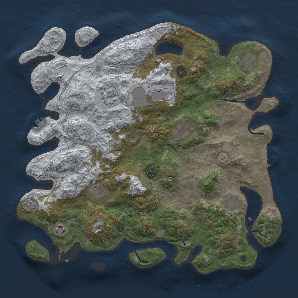 Rust Map: Procedural Map, Size: 4000, Seed: 47516631, 18 Monuments