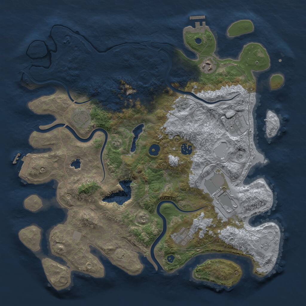Rust Map: Procedural Map, Size: 4000, Seed: 13375052, 13 Monuments
