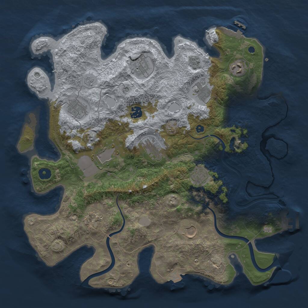 Rust Map: Procedural Map, Size: 3800, Seed: 1218592313, 17 Monuments