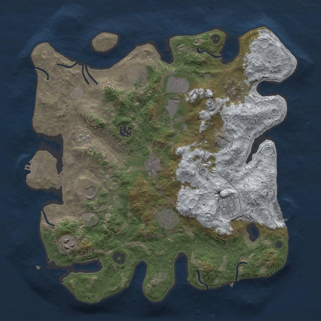 Rust Map: Procedural Map, Size: 3750, Seed: 43591534, 19 Monuments