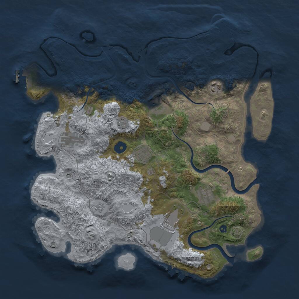 Rust Map: Procedural Map, Size: 3750, Seed: 663150778, 13 Monuments