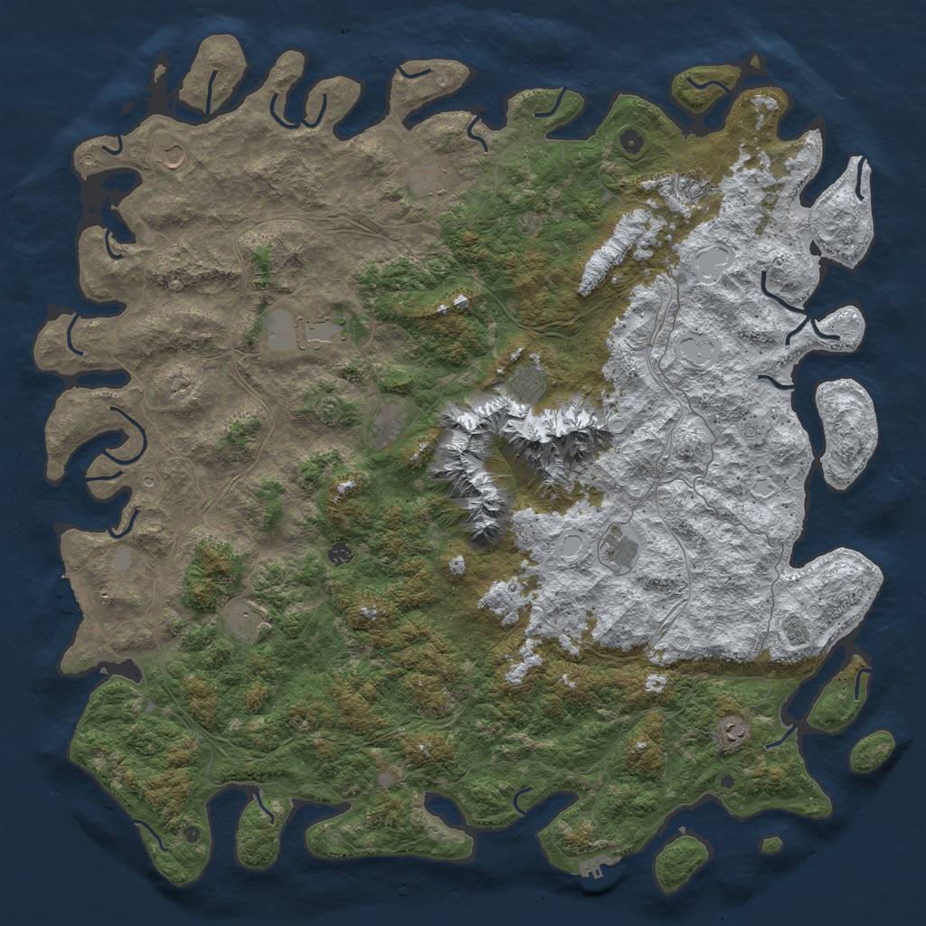 Rust Map: Procedural Map, Size: 6000, Seed: 80326570, 20 Monuments