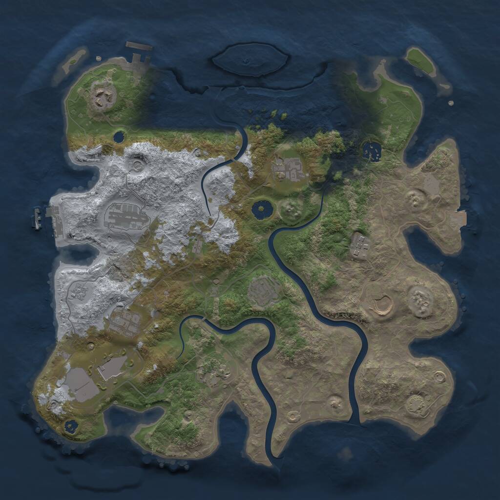 Rust Map: Procedural Map, Size: 3750, Seed: 1261742822, 16 Monuments