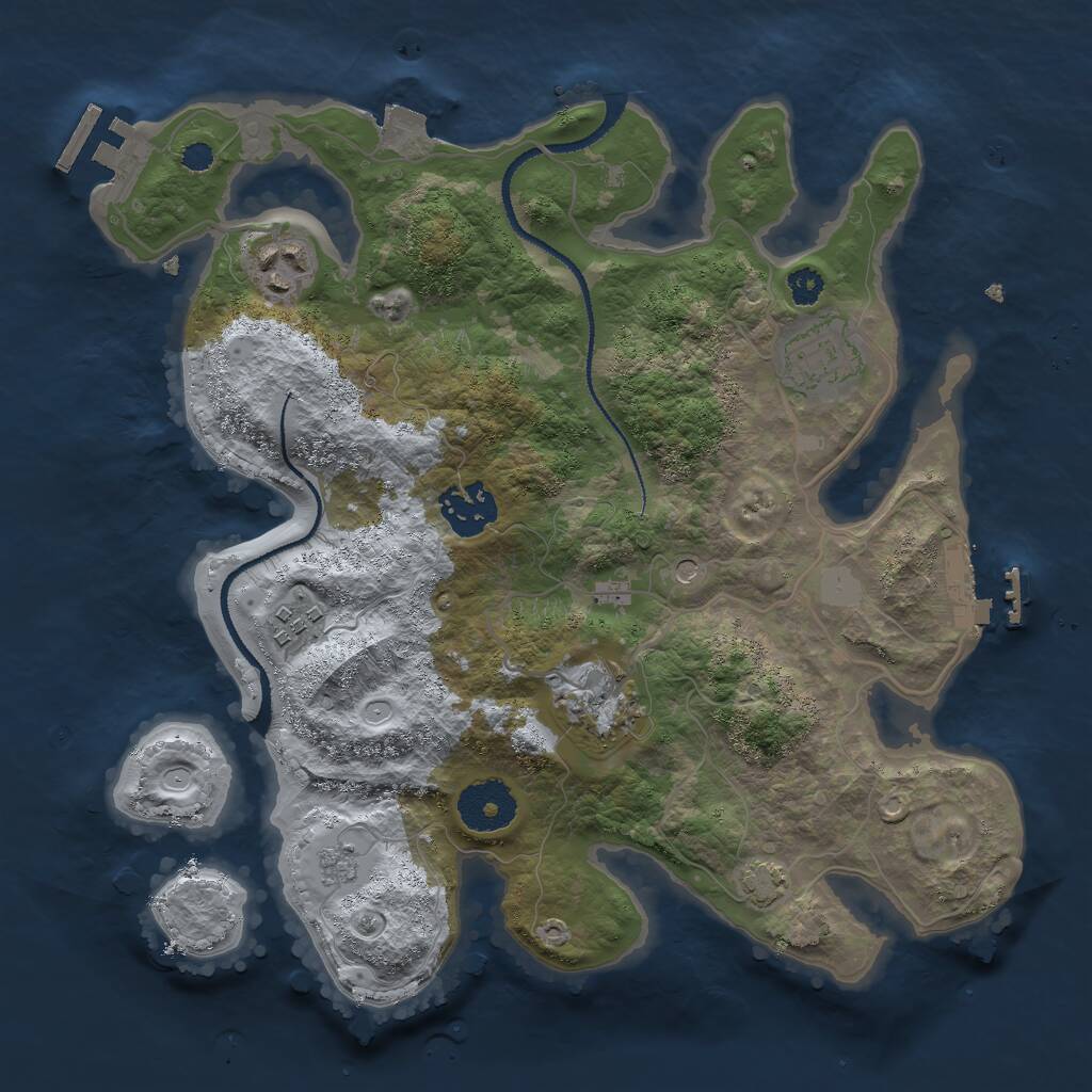 Rust Map: Procedural Map, Size: 3000, Seed: 27104, 11 Monuments