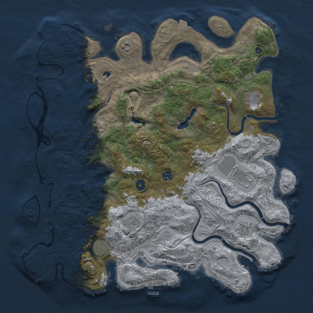 Rust Map: Procedural Map, Size: 4500, Seed: 1116756135, 13 Monuments
